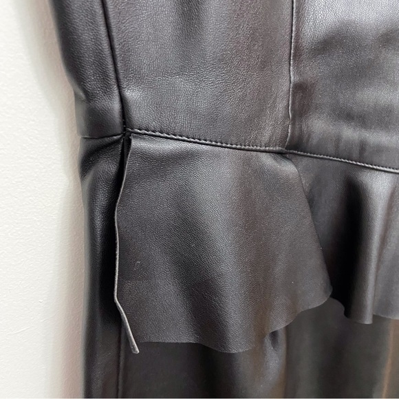 ZARA basics faux Leather sheath dress black bodycon sleeveless woven sexy medium - Picture 6 of 16